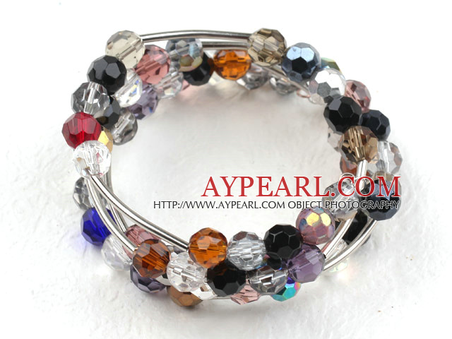8mm Multi Color Crystal Wrap Bangle Bracelet