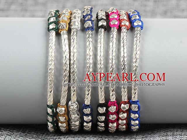 8 PCS Fashion Nickel Free Alloyed Tube Charm Multi Color Thread Hand-Knitted Bracelet (Random Color)