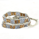 Wholesale Fashion Style Gray Series Crystal Beads Wrap Bangle Bracelet