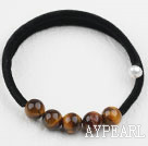 Simple Design Round Tiger Eye Bangle Bracelet