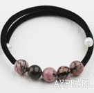 Simple Design Round Rhodochrosite Bangle Bracelet