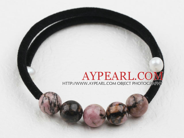 Simple Design Round Rhodochrosite Bangle Bracelet