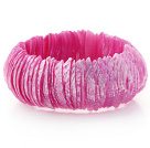 Hot Pink Color Trochus Shell Stretch Bangle Bracelet