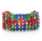 Assorted Colorful Dyed Turquoise Crocheted Wire Bracelet with Lobster Clasp