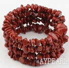 Long Style Red Jasper Chips Wrap Bangle Bracelet