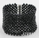 Wholesale Big and Wide Style Black Crystal Woven Bangle Bracelet