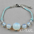Wholesale Simple Design Opal Bracelet with Blue Thread and Lobster Clasp
