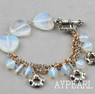 Wholesale Heart Shape and Round Opal Bracelet with Metal Chain
