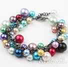 Assorted Multi Color Shell Beads Bracelet with Metal Chain