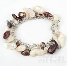 8-10mm pearl bracelet with metal chain and toggle clasp