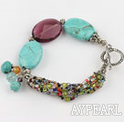 Wholesale blue turquoise purple crystal bracelet with toggle clasp