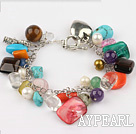 multi color stone and crystal bracelet with toggle clasp 
