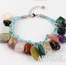 multi color stone and crystal bracelet with lobster clasp 