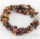 Wholesale Multi Strand Silver Leaf Agate Chips Wrap Bangle Bracelet