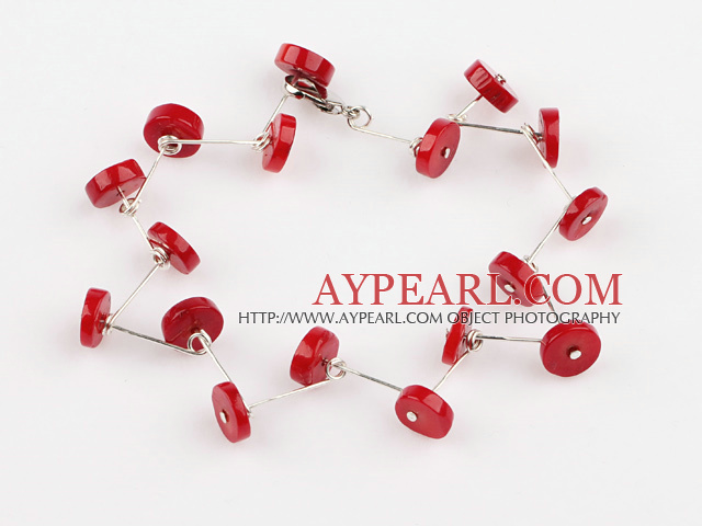 red color coral bracelet with lobster clasp