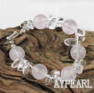 Wholesale beautiful white pearl and rose quartz bracelet with toggle clasp