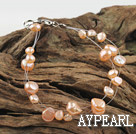 simple natural pink pearl bracelet with lobster clasp