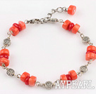 red anc orange coral bracelet with extendable chain