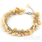 6-8mm yellow jade chips bracelet with extendable chain