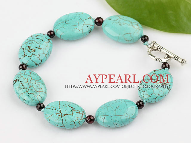 7 inches garnet and turquoise bracelet with toggle clasp