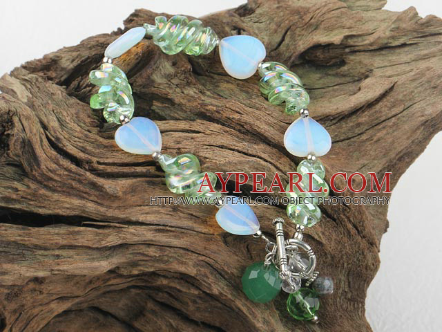 beautiful colored glaze and opal bracelet with toggle clasp