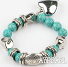 7.2 inches turquoise elastic bangle with heart shaped accessories