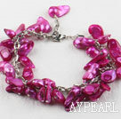 irregular shape dyed purple red pearl bracelet with extendable chain