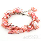 irregular shape dyed red pearl bracelet with extendable chain