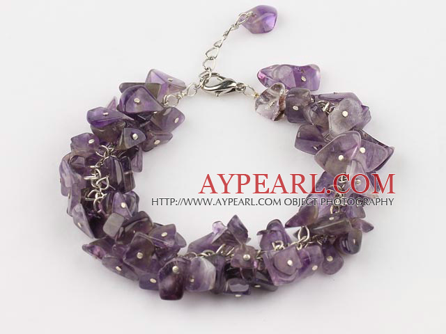 6mm natural amethyst bracelet with extendable chain