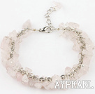 Wholesale 6mm natural rose quartze bracelet with extendable chain