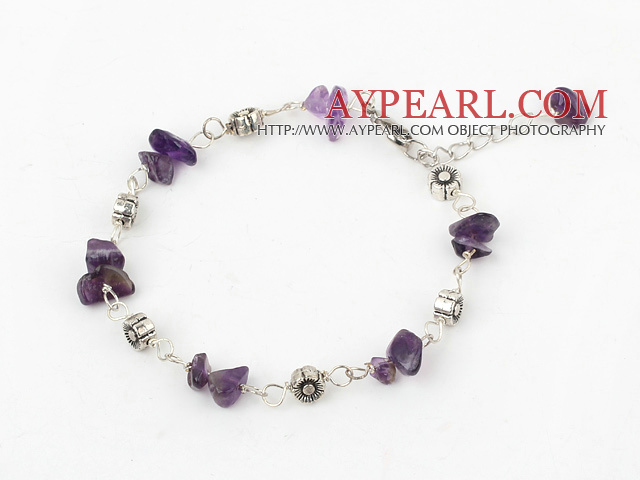 natural amethyst beaded bracelet with extendable chain
