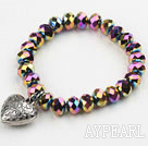 Multi Color Plated Crystal Elastic Bangle Bracelet