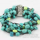Wholesale Fashion Multi Strand Black Threaded Blue Turquoise Bangle Bracelet