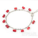 Wonderful Loop Style Multi Red Coral Bracelet With Extendable Chain