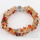 Discount Fashion Multi Strand 6-8Mm Red Agate Chips Wrap Bangle Bracelet