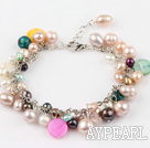 multi color pearl shell bracelet with extendable chain