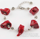 Fashion Multi Red Coral Loop Charm Bracelet With Extendable Chain