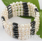 multi strand 4-5mm white pearl magnetic bangel
