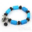 blue turquoise agate bracelet with toggle clasp