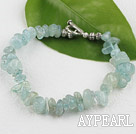 Wholesale Aquamarine chips  bracelet with toggle clasp
