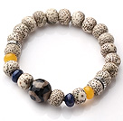 Wholesale Vintage Style Single Strand Leaves the Bodhi Beads And Lapis Agate Elastic Bracelet