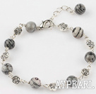 Fashion Round Net Strip Stone Metal Flower Bracelet With Extendable Chain
