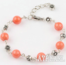 orange coral bracelet with extendable chain