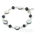 Wholesale pearl and black lip shell bracelet with extendable chain