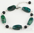Wholesale black agate and phoenix stone bracelet with extendable chain
