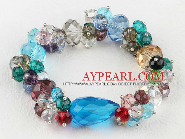 Fashion Multi Color Mixed Shape Crystal Elastic Stretch Bangle Bracelet
