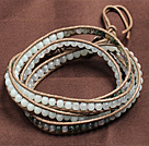 Wholesale Fashion Style Amazone Stone Agate White Jade Beads Wrap Bangle Bracelet
