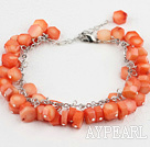 Polygon Orange Color Coral Beaded Bracelet With Extendable Chain