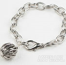 Wholesale Lovely Loop Chain And Round Metal Ball Charm Pendant Bracelet With Lobster Clasp