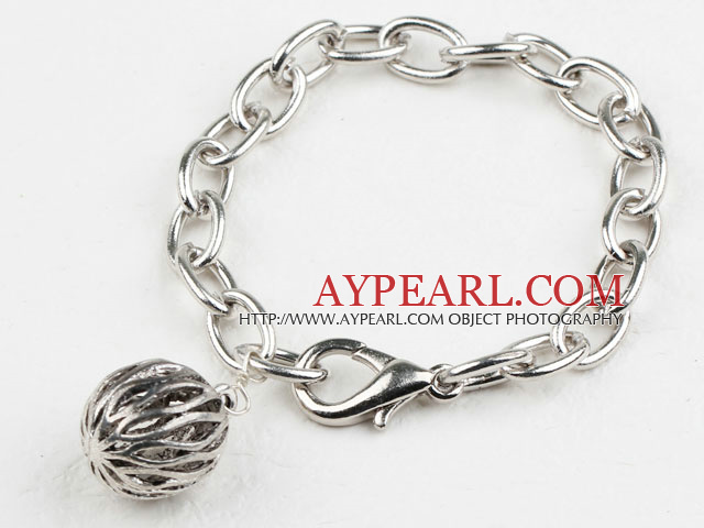 Lovely Loop Chain And Round Metal Ball Charm Pendant Bracelet With Lobster Clasp